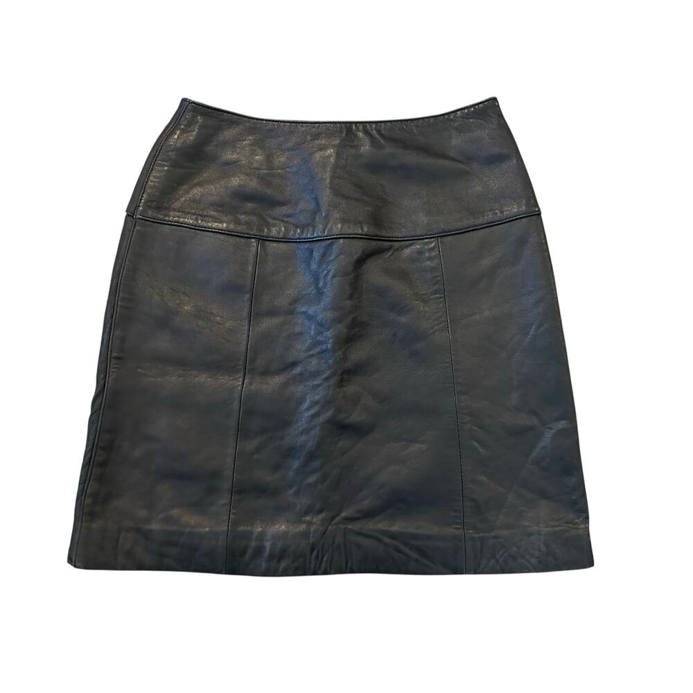 Valerie Stevens Black New Zealand Genuine Lambskin Leather Skirt Size 4P MobWife